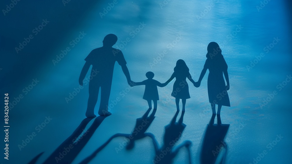 Silhouette of family holding hands in warm light for heartwarming scene of togetherness Silhouette of family holding hands in warm light for heartwarming scene of togetherness