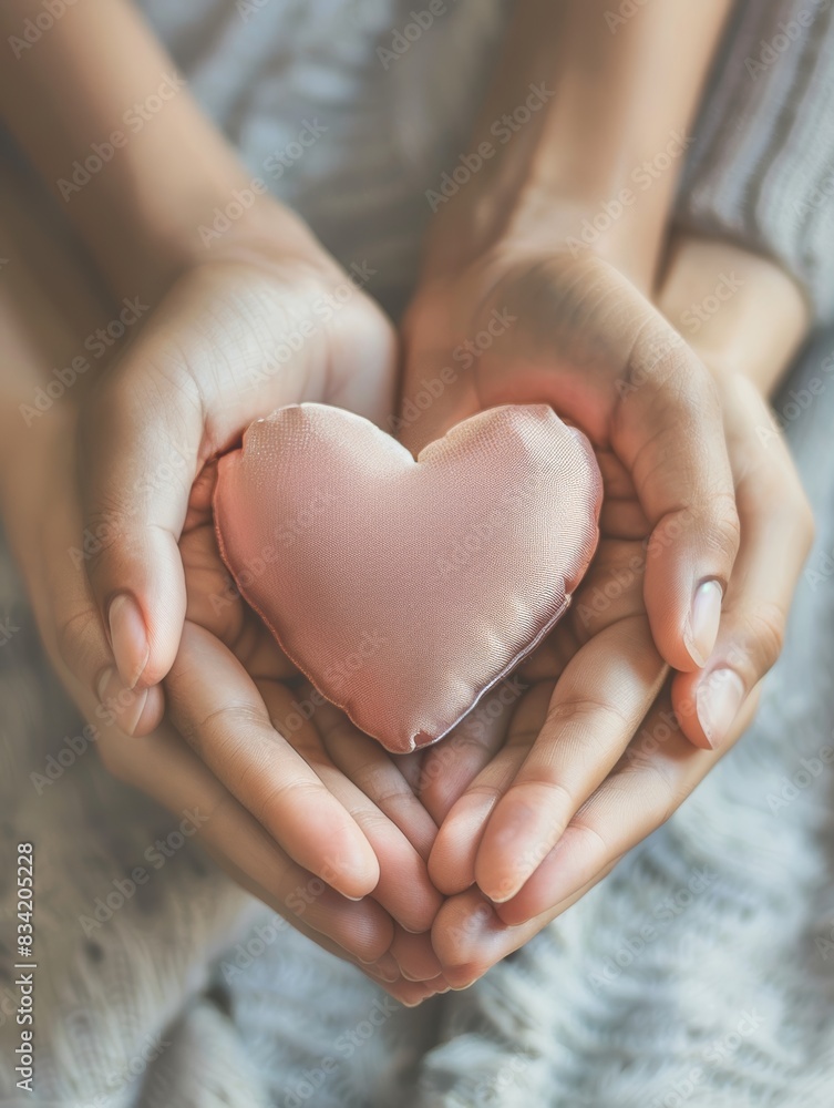 Two Hands Holding A Pink Heart Two Hands Holding A Pink Heart