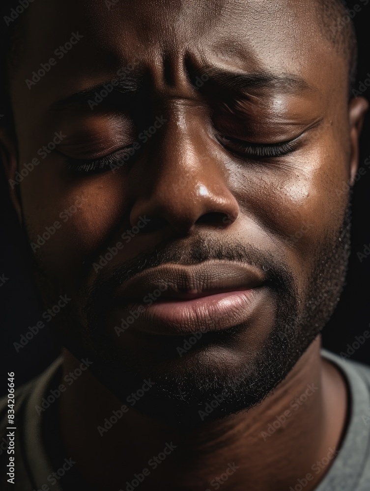 A close-up shot of a man with his eyes closed, ideal for use in a variety of contexts A close-up shot of a man with his eyes closed, ideal for use in a variety of contexts