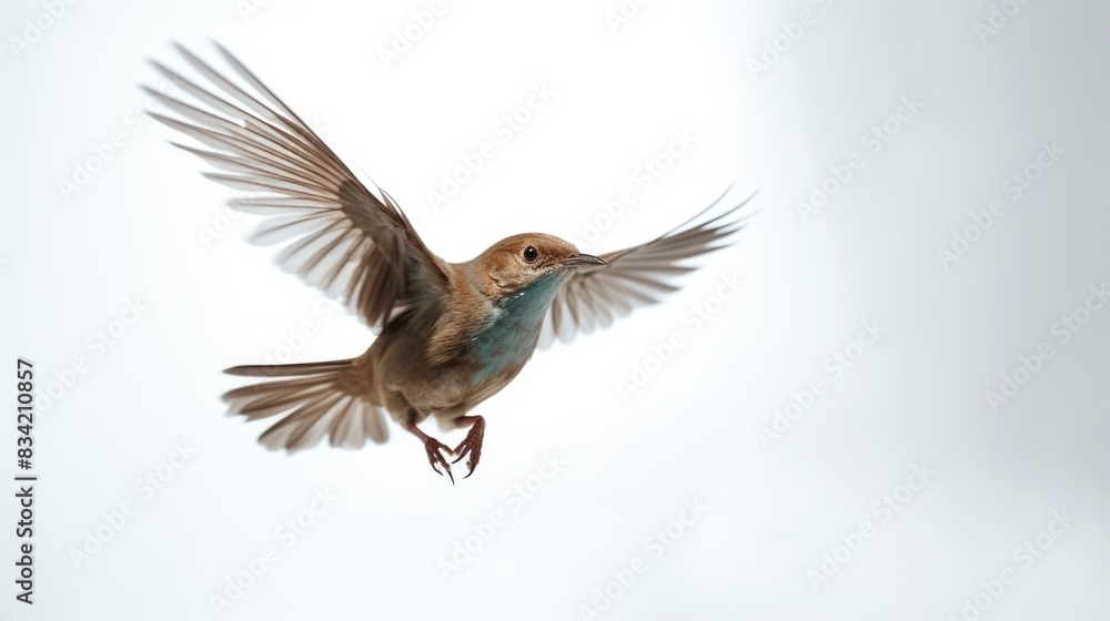 A bird flying through the air with its wings spread A bird flying through the air with its wings spread
