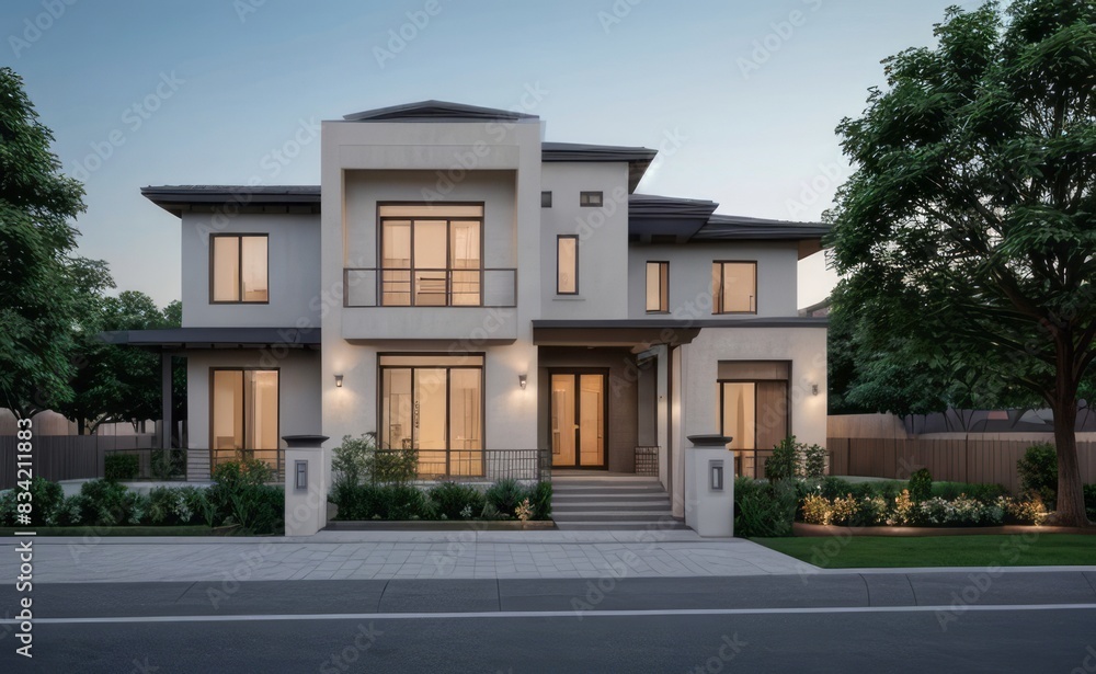 A Contemporary Dwelling with Stylish Architecture, Beautiful Exterior Design, and a Serene Garden Setting. Perfect Family Home in a Residential Neighborhood, Featuring Thoughtful Construction A Contemporary Dwelling with Stylish Architecture, Beautiful Exterior Design, and a Serene Garden Setting. Perfect Family Home in a Residential Neighborhood, Featuring Thoughtful Construction