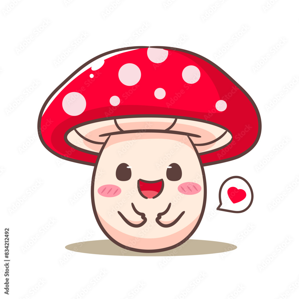 Adorable cartoon character cute mushroom. kawaii and Cheerful Mascot Logo Concept Isolated white background. Hand drawn style vector illustration. Adorable cartoon character cute mushroom. kawaii and Cheerful Mascot Logo Concept Isolated white background. Hand drawn style vector illustration.