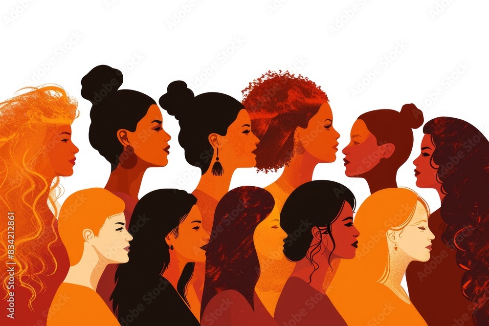 Group portrait of females with varied expressions and postures Group portrait of females with varied expressions and postures