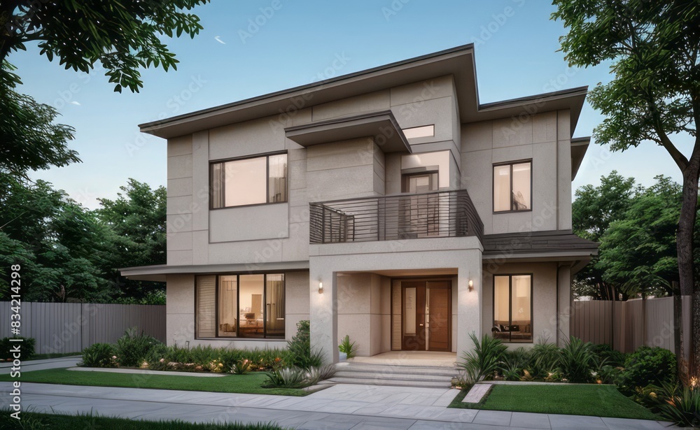 A Contemporary Dwelling with Stylish Architecture, Beautiful Exterior Design, and a Serene Garden Setting. Perfect Family Home in a Residential Neighborhood, Featuring Thoughtful Construction A Contemporary Dwelling with Stylish Architecture, Beautiful Exterior Design, and a Serene Garden Setting. Perfect Family Home in a Residential Neighborhood, Featuring Thoughtful Construction
