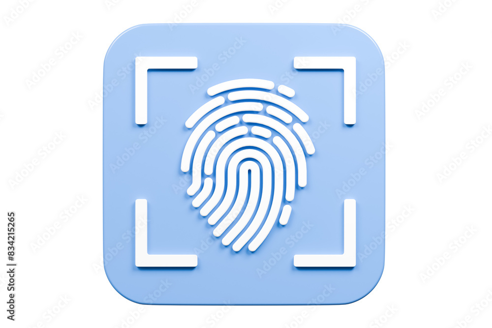 3D Protection scan fingerprint icon. Biometric verification. Touch ID fingerprint. Minimal Fingerprint isolated on blue background. Account identity privacy secure personal data concept. 3d render. 3D Protection scan fingerprint icon. Biometric verification. Touch ID fingerprint. Minimal Fingerprint isolated on blue background. Account identity privacy secure personal data concept. 3d render.