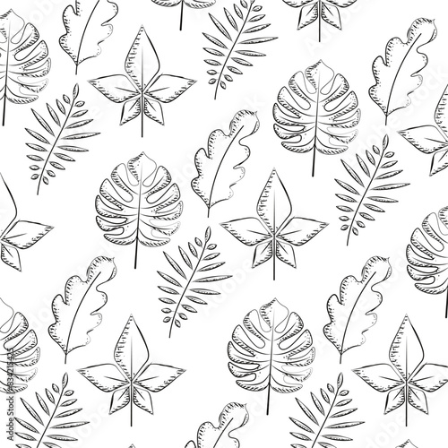 Leaves sketch icons Pattern background Vector