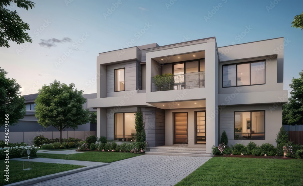 A Contemporary Dwelling with Stylish Architecture, Beautiful Exterior Design, and a Serene Garden Setting. Perfect Family Home in a Residential Neighborhood, Featuring Thoughtful Construction A Contemporary Dwelling with Stylish Architecture, Beautiful Exterior Design, and a Serene Garden Setting. Perfect Family Home in a Residential Neighborhood, Featuring Thoughtful Construction