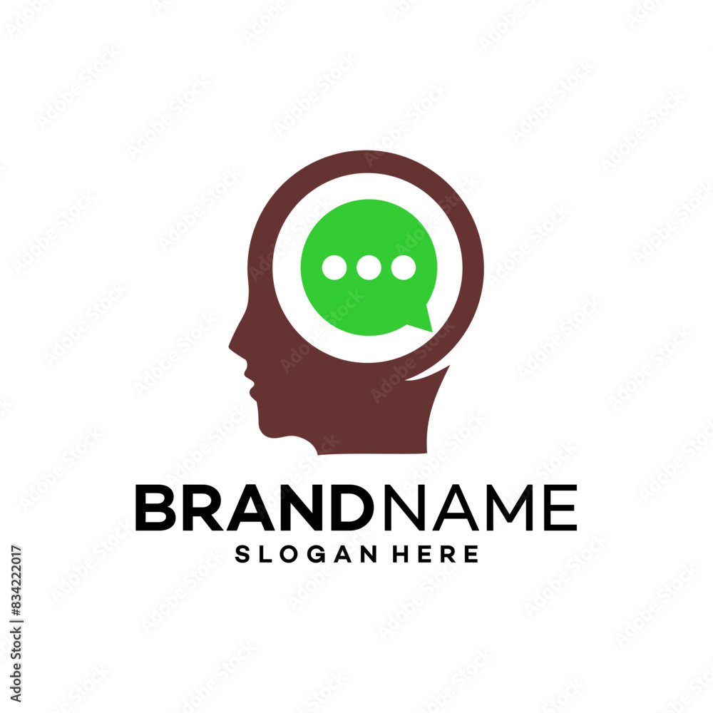 Obraz premium Chat Mind Icon Logo Design Template Illustration Vector