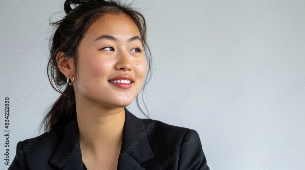 The business woman looks at the camera with a confident smile on a white background, The business woman looks at the camera with a confident smile on a white background,