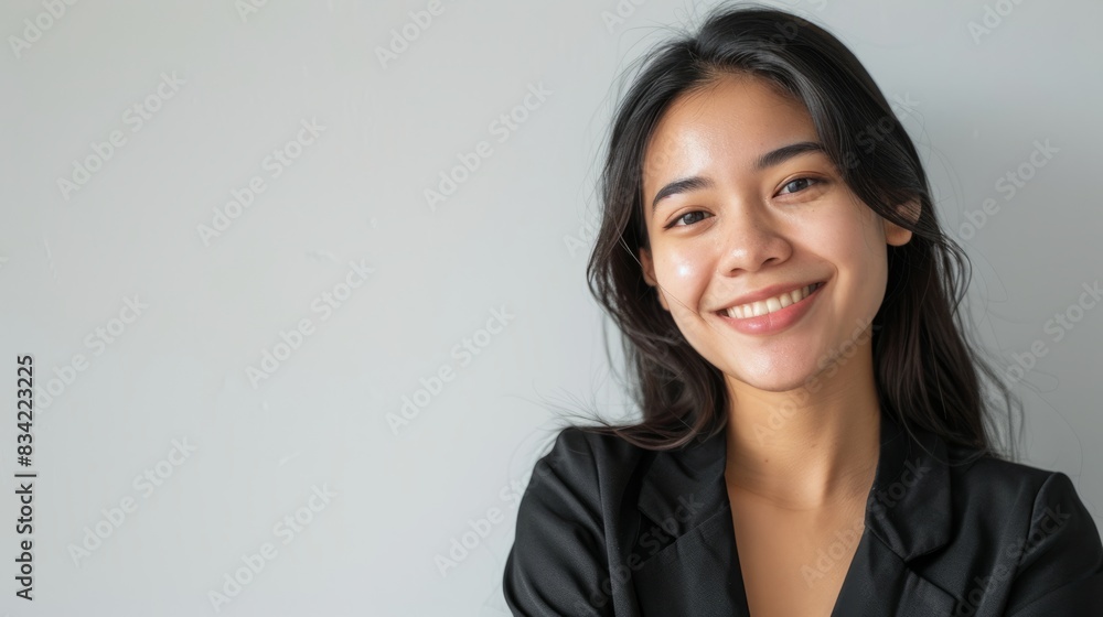 The business woman looks at the camera with a confident smile on a white background, The business woman looks at the camera with a confident smile on a white background,