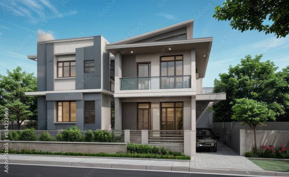A Contemporary Dwelling with Stylish Architecture, Beautiful Exterior Design, and a Serene Garden Setting. Perfect Family Home in a Residential Neighborhood, Featuring Thoughtful Construction A Contemporary Dwelling with Stylish Architecture, Beautiful Exterior Design, and a Serene Garden Setting. Perfect Family Home in a Residential Neighborhood, Featuring Thoughtful Construction
