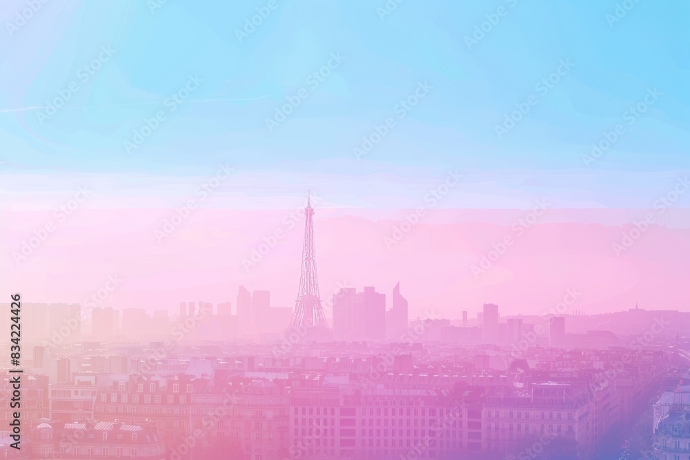 From top to bottom, the picture has a blue sky, pink, and white gradient background