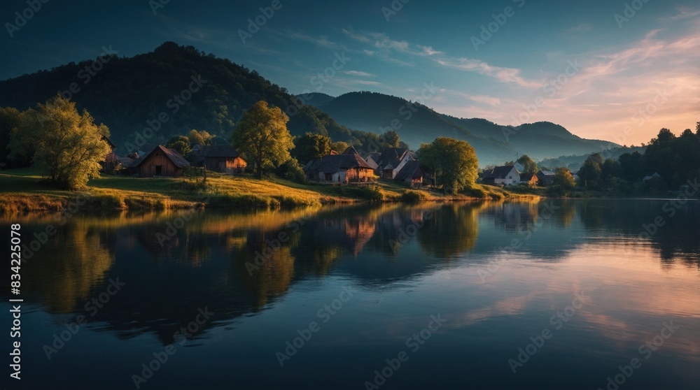 Beautiful agricultural landscape with farmer Beautiful agricultural landscape with farmer