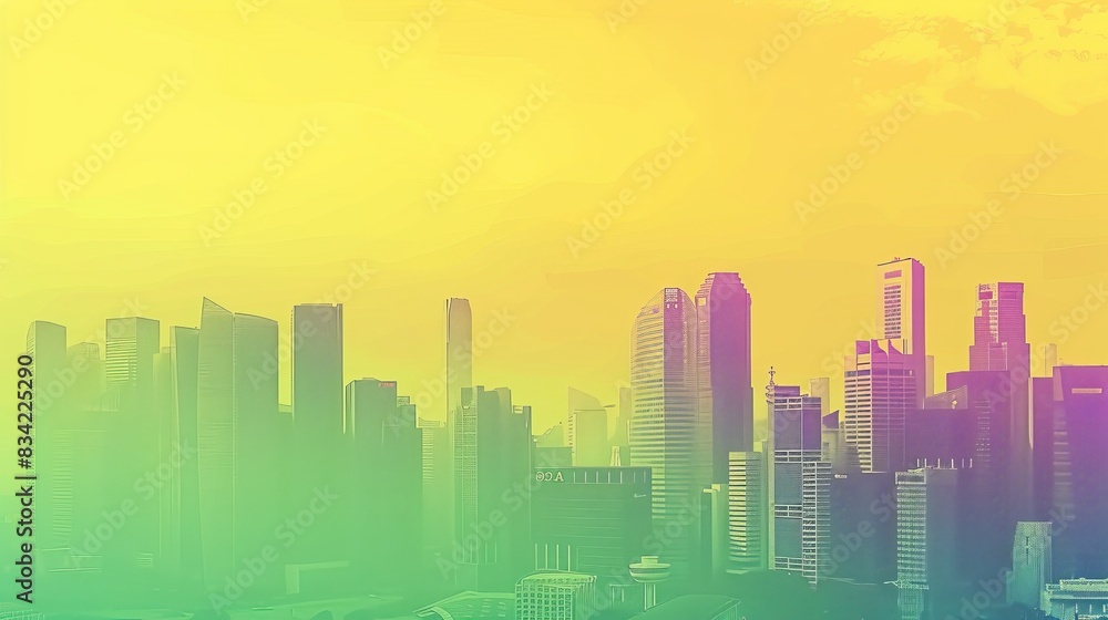 From top to bottom, the picture has a yellow sky, green, and white gradient background From top to bottom, the picture has a yellow sky, green, and white gradient background
