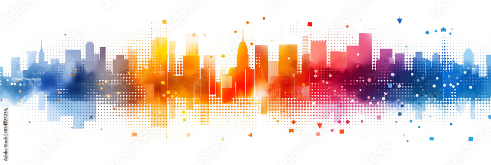 full color illustration of a city on a white background full color illustration of a city on a white background