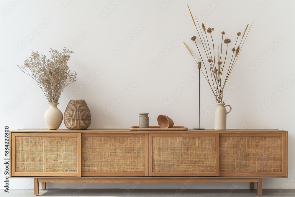 Obraz premium TV cabinet in a scandinavian decor living room