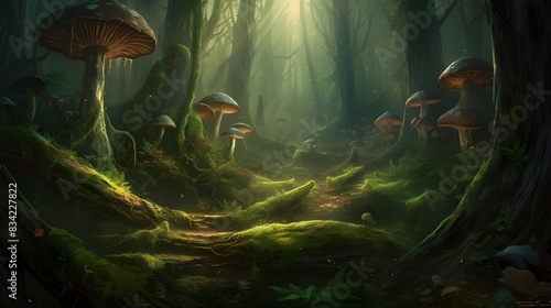 Enchanted Forest of Giant Mushrooms photo