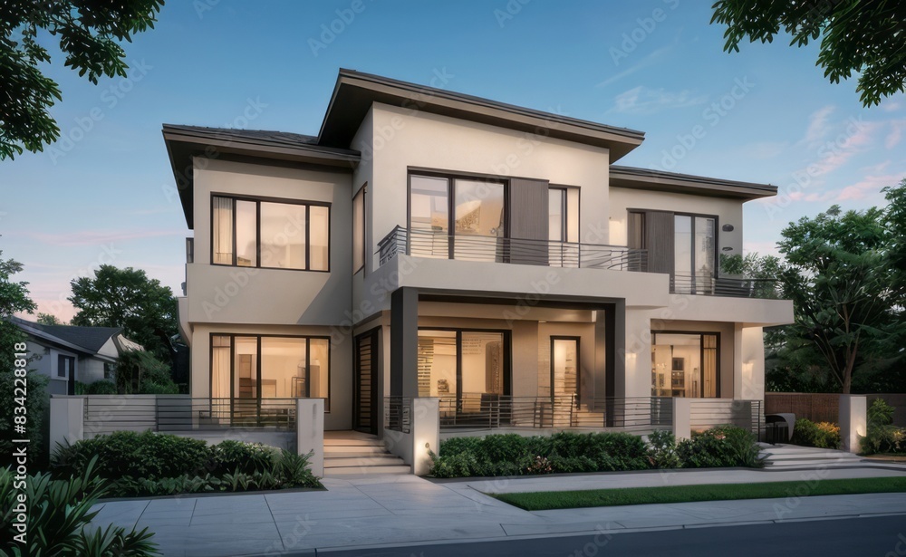 A Contemporary Dwelling with Stylish Architecture, Beautiful Exterior Design, and a Serene Garden Setting. Perfect Family Home in a Residential Neighborhood, Featuring Thoughtful Construction A Contemporary Dwelling with Stylish Architecture, Beautiful Exterior Design, and a Serene Garden Setting. Perfect Family Home in a Residential Neighborhood, Featuring Thoughtful Construction
