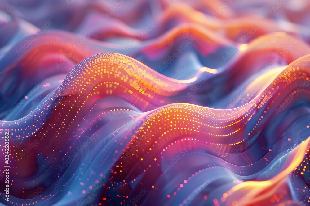 Abstract digital wave background pattern with vibrant neon colors and glowing dots Abstract digital wave background pattern with vibrant neon colors and glowing dots