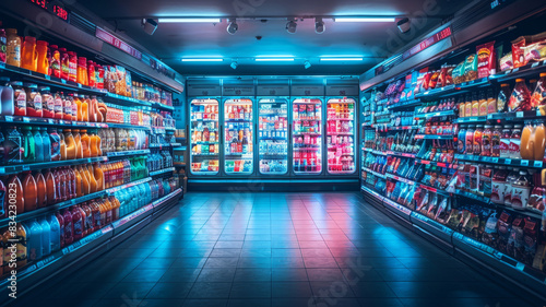 many goods on shelves in a store,generative ai © Suralai