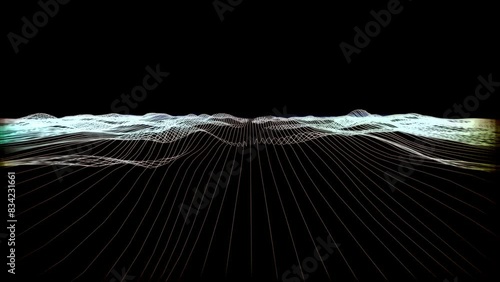 Puffed: Particle polygon topographic abstract wave landscape  animation art  technology photo