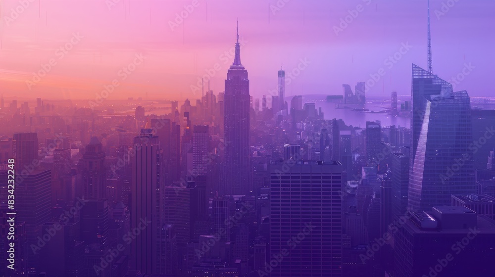 From top to bottom, the picture has a purple sky, orange, and white gradient background From top to bottom, the picture has a purple sky, orange, and white gradient background