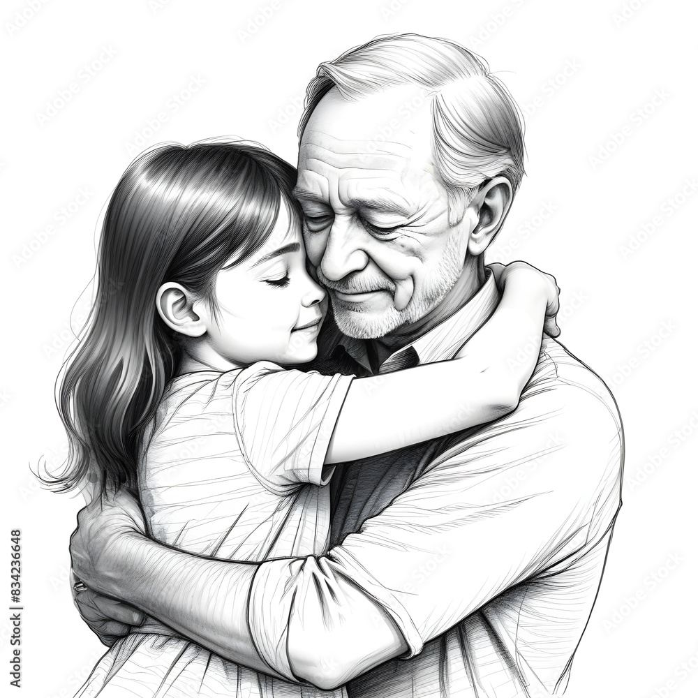 portrait of father and daughter sketch together portrait of father and daughter sketch together