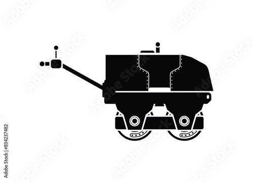 Small steamroller. Simple illustration in black and white