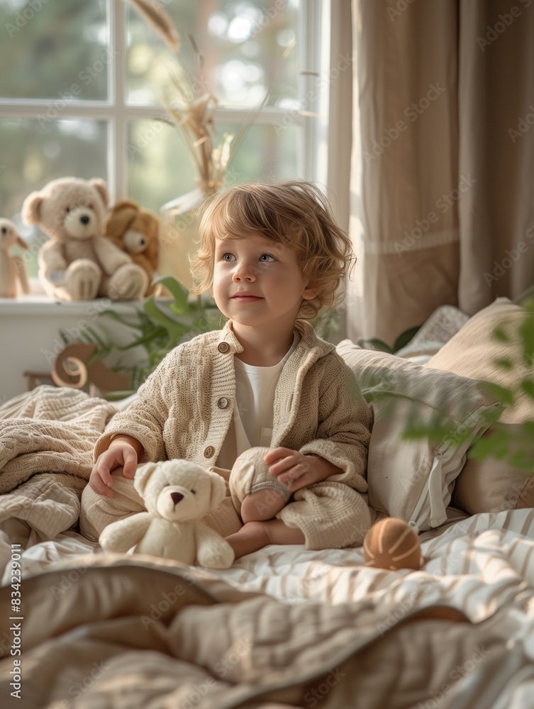 Toddler child playing with toys, cubes. High quality photo, generated by AI Toddler child playing with toys, cubes. High quality photo, generated by AI