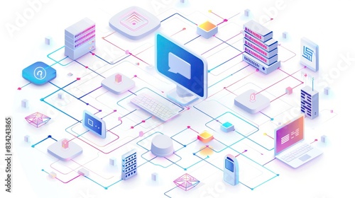 Wallpaper Mural interconnected world of social media with vibrant icons representing communication, connectivity, and networking in this dynamic illustration.	
 Torontodigital.ca