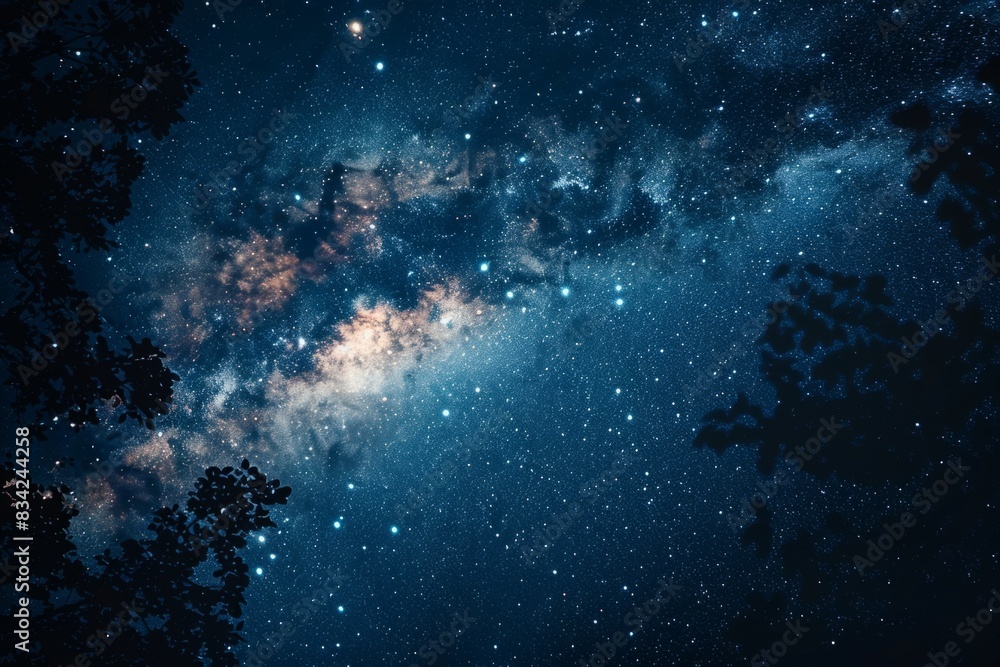 Fototapeta premium Night sky long exposure starts nebulas galaxy milky way dark starry space astronomy photography loneliness beauty of nature inspiration feeling mystery glowing infinity moons planets relax exploration