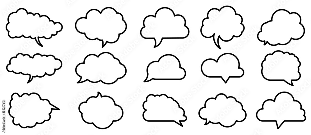Set of Cloud-Shaped Speech Bubble Outlines Set of Cloud-Shaped Speech Bubble Outlines
