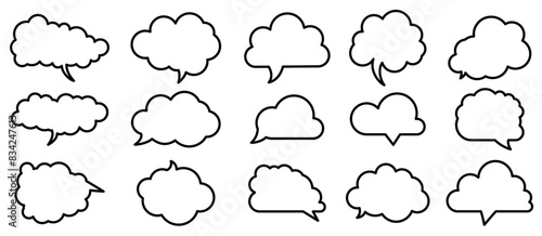Set of Cloud-Shaped Speech Bubble Outlines
