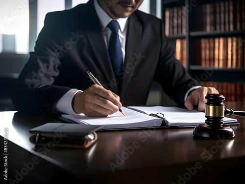 Concepts of Law and Legal services, Business person and lawyers discussing contract papers in office. Law, legal services, advice, Justice concept. attorney and legal law support