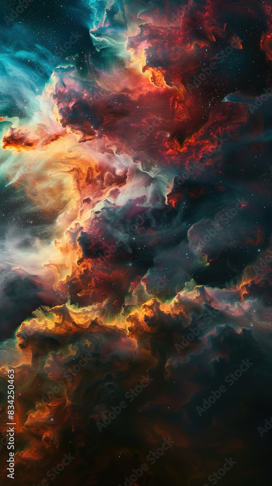 Fototapeta premium A colorful space scene with a purple cloud in the middle