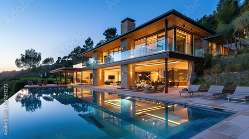 Modern house with pool. A Modern Masterpiece with a Serene Pool, Blending Elegance and Tranquility