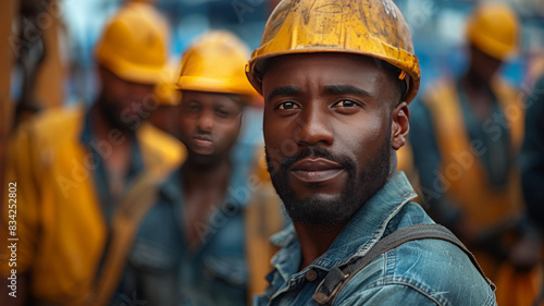 diverse group of maritime job candidates, foreground, confident expressions, modern shipping containers,generative ai