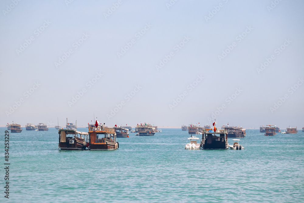 Ships in the bay of the Persian Gulf, near the Katara area in Doha. Ships in the bay of the Persian Gulf, near the Katara area in Doha.