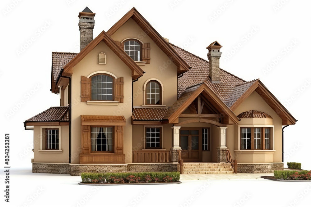3D model of a traditional house, representing the integration of smart home technology and digital connectivity in classic residential design 3D model of a traditional house, representing the integration of smart home technology and digital connectivity in classic residential design