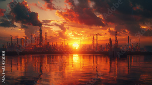 oil manufacturing company yard, generative ai © Chanya2498