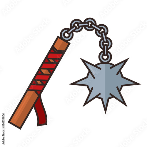 Colored mace medieval weapon icon Vector