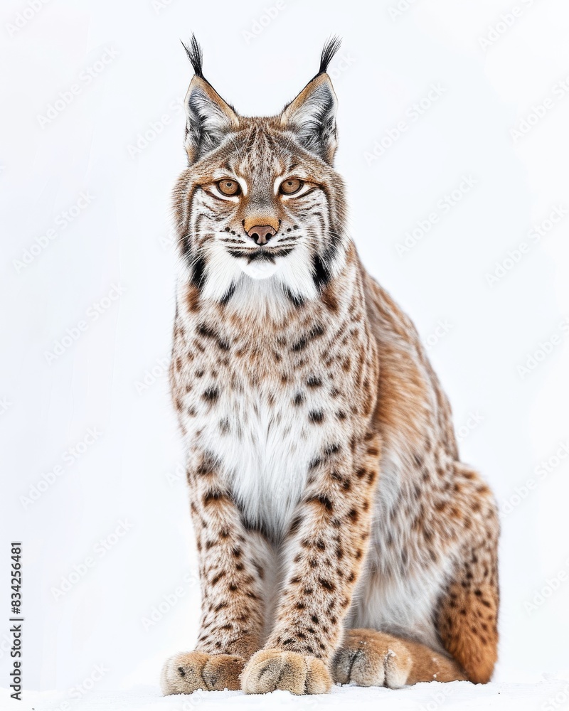 the Lynx canadensis white copy space on right Isolated on white background the Lynx canadensis white copy space on right Isolated on white background