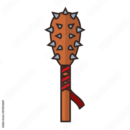 Colored mace medieval weapon icon Vector
