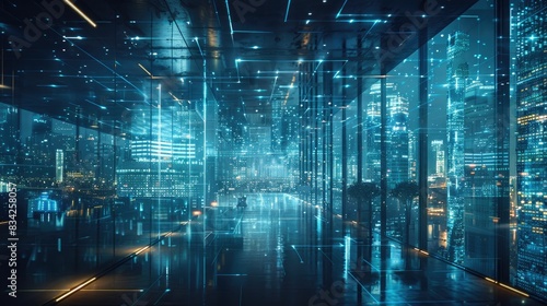 Wallpaper Mural Glowing futuristic city skyline at night Torontodigital.ca