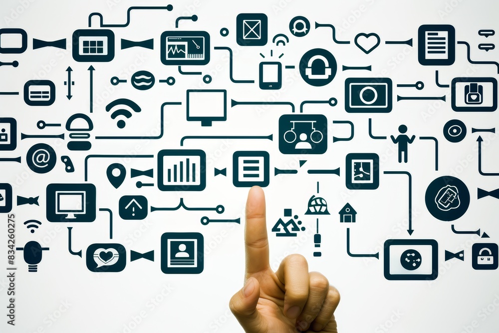 Illustration of interconnected smart home devices, emphasizing digital connectivity and modern technology Illustration of interconnected smart home devices, emphasizing digital connectivity and modern technology