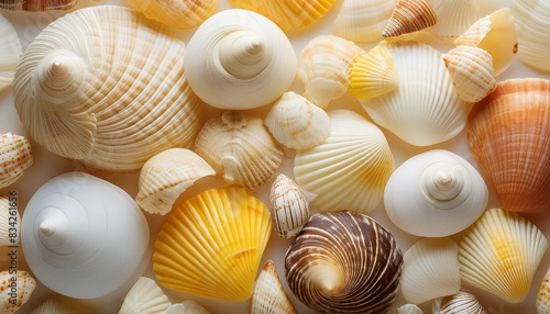 Beautiful seashells  pattern background.