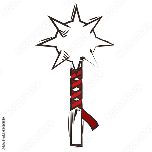 Colored mace medieval weapon icon Vector