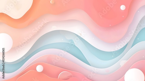 Modern Abstract Art with Colorful Wavy Shapes and Dots in Pastel Pink and Blue Tones for Creative Design