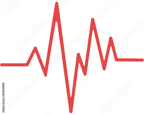 Red heartbeat line flat icon isolated on white background.