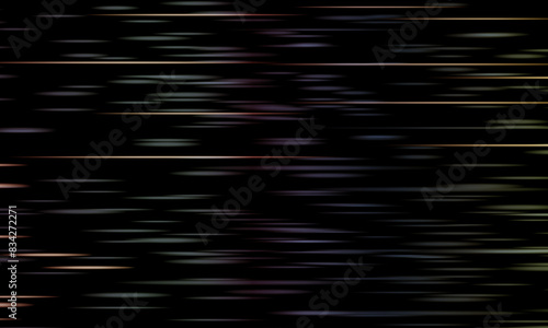 Glowing stripes. Beautiful flashes of light on a dark background.  horizontal color line stripes black background.